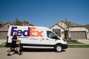 FedEx SameDay® City  Ford E-Transit Electric Vehicle